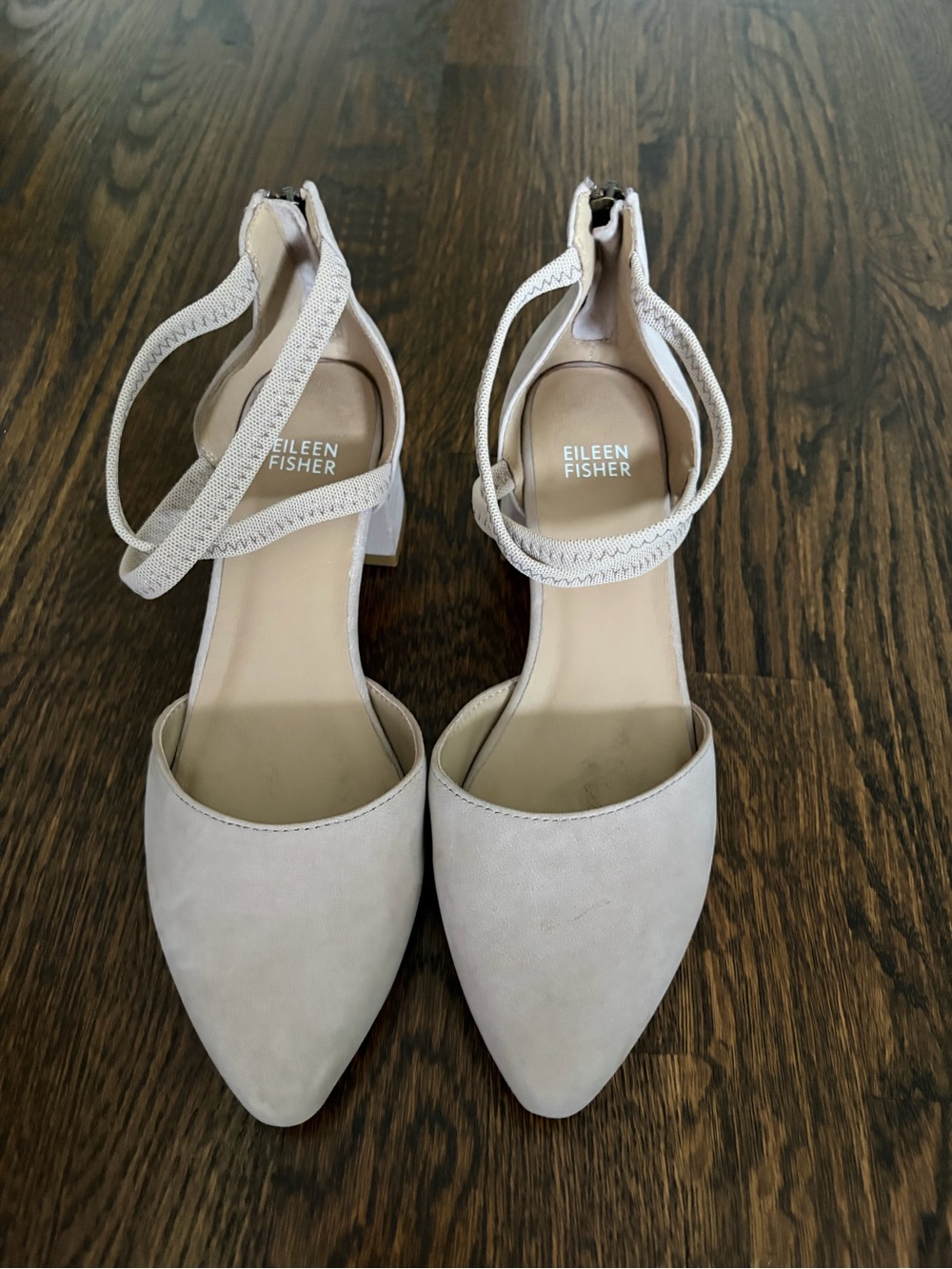 Eileen Fisher Pale Taupe Strappy Block Heel Sandals
